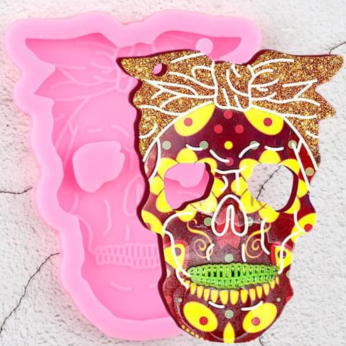 Super Glossy Halloween Skull Man Face Keychain Silicone Mold Pendant Resin Epoxy Casting Molds DIY Chocolate Candy Fondant Mould