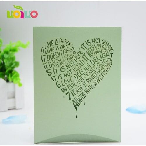 Green apple color customized wedding invitation cards laser cut unique wedding invitation cards with insert paper and envelop
