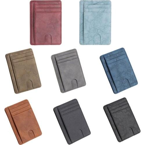 Slim RFID Blocking Leather Wallet Credit ID Card Holder Purse Money Case for Men Women 11.5x8x0.5cm