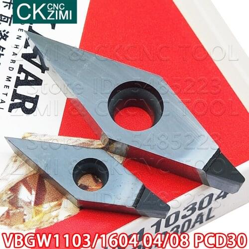 VBGW VBGW110304 PCD VBGW110308 PCD VBGW160404 PCD inserts Diamond turning Blades CNC Internal turning tools for Copper aluminum