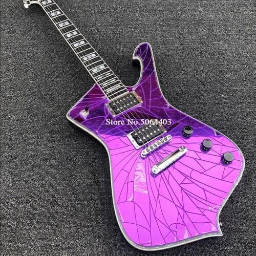 High quality special electric guitar, purple mirror veneer, rose wood fingerboard, black metal paint, free delivery