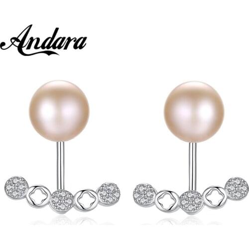 2019 New Natural Pearl Bridal Stud Earrings For Women AAA Crystal Party Hanging Brincos Wedding Jewelry