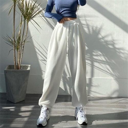 Womens Wide-leg Sports Pants 2021 Spring Autumn New Casual Loose Lace-up High-waist Fashionable And Comfortable Female Clothing