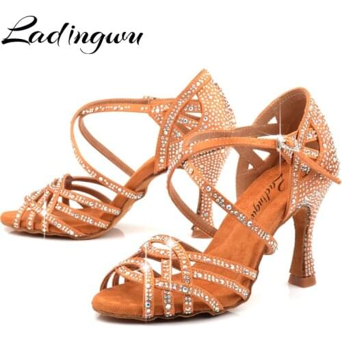 Ladingwu Latin Dance Shoes Girls Ballroom Dance Shoes Square Dance Shoe For Women Ladies Salsa Shoes High Heel Soft Comfortable