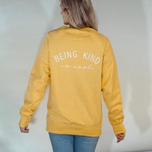 Be kind is cool slogan women fashion new season spring autumn Hipster Christian baptism pullover sweatshirt Inspirational top