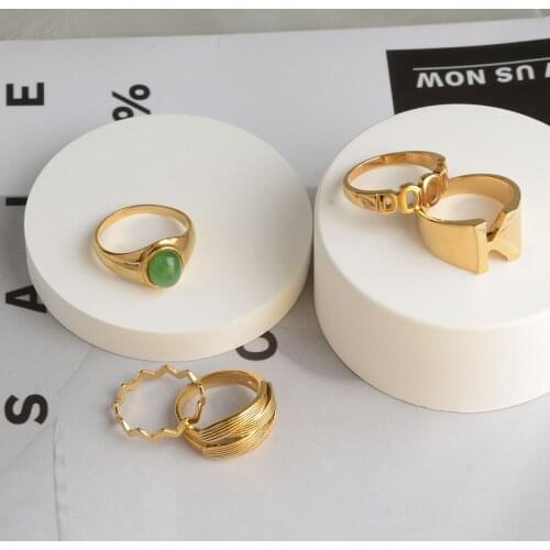 Summer 18K Gold Plated 316L Stainless Steel Statement Rings for Women Braided Band Jewelry Party Accessories Drop Shipping