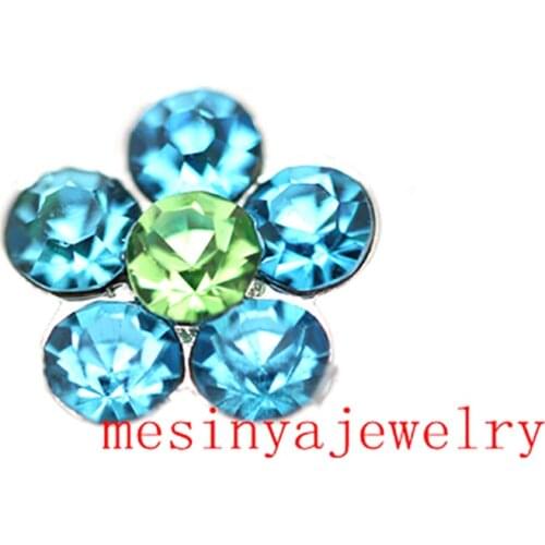 10pcs Blue And Green Zircon Flower Custom Floating Charms For Glass Locket
