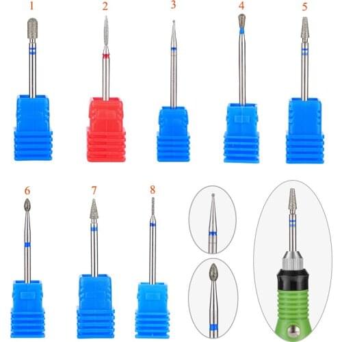 2.35mm 2pcs Grinding Head Diamond Nail Drill Bits Cuticle Clean Electric Bits Nail Mill Cutter Manicure Drill Accessories HF0016