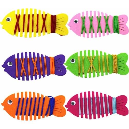 5Pcs/Set Kindergarten Wrapped Threading Wear Line Fish Manual Game Puzzle Early Learning Education Toys Montessori Teaching Aids