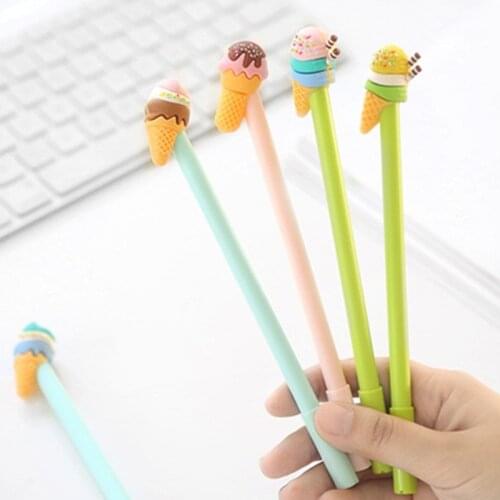 6 pcs Ice cream gel ink pen 0.5mm ballpoint Black color pens for writing signature gift Stationery Office School supplies F742