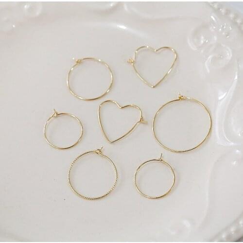 6pcs Circle Women Hoop Earrings 14k gold 18k love batch flower round O-shaped earrings diy accessories beaded material