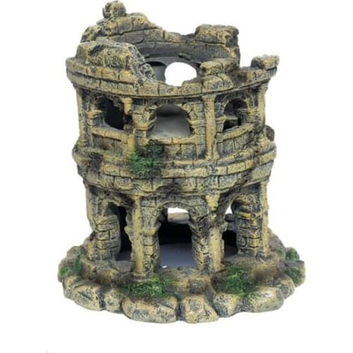Fish Tank Aquarium Accessories Ornaments Resin Castle Ancient Roman Colosseum Aquarium Landscaping Fish Tank Decoration Crafts