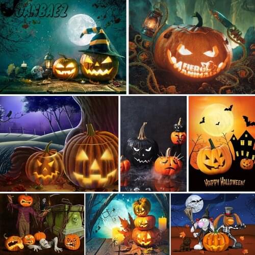 Halloween Diamond Painting Pumpkin Cross Stitch Embroidery Bat 5D Diy Mosaic Kit Hand-Inlaid Craft Gift Design Home Decoration