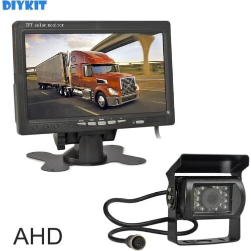 DIYKIT AHD 7" IPS Car Monitor Rear View Monitor Waterproof Night Vision 960P AHD Rear View LED Camera for Bus Houseboat Truck