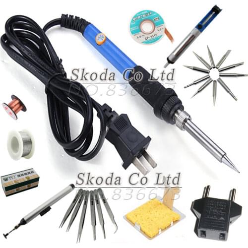 Free Shipping EU Plug Adjustable Constant Temperature Soldering Iron Sets 12pcs/set Welding Auxiliary Tool