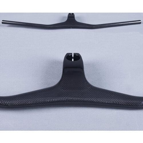 NO LOGO Glossy 3K Carbon Fibre Bicycle MTB Riser -17 Degree One-Shaped Integrated Handlebar With Stem For Mountain Bike Parts