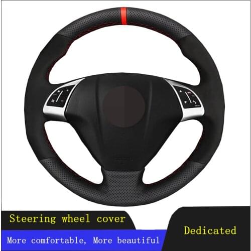 DIY Car Steering Wheel Cover Black Suede Leather For Fiat Punto Bravo Linea 2007-2019 Qubo Doblo 2008-2015 Grande Punto