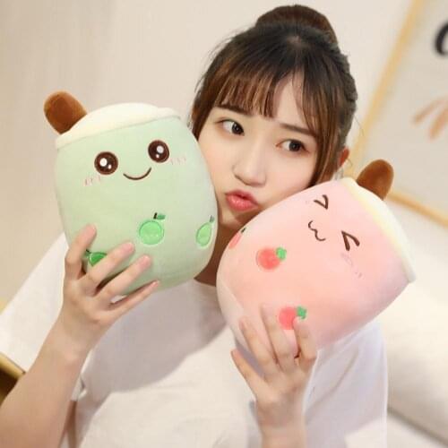 Kids Creative Bubble Tea Cup Shaped Stuffed Doll Plush Toy Girl Birthday Valentines Day Gift Home Room Decoration Cushion Doll