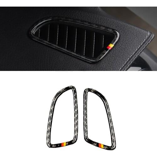 For Mercedes Benz C Class W205 C180 C200 C300 GLC260 2pcs Carbon Fiber Air Conditioning Air Vent Outlet Cover Decor Trim