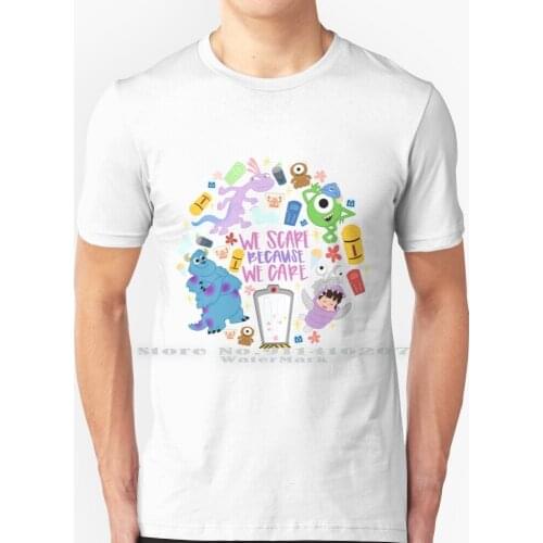 Scaring Is Caring T Shirt 100% Pure Cotton Monsters Inc Incorporated Mike Sullen Randall Boo Wasowski Doors Monster Pixar Pier