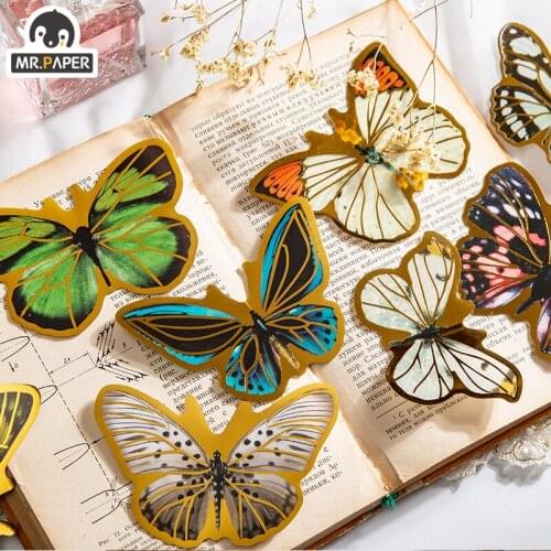 JIUMO 8 Design Aromatherapy Butterfly Dream Series PET Hot Stamping Big Sticker Ins Creative Stationery Sticker Exterior