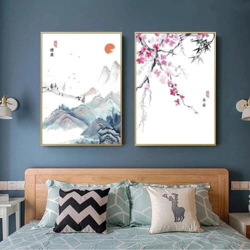 Plum Blossom Landscape Chinese Culture Ink Canvas Painting Painting Poster Print Wall Art Picture Living Room Home Decor Cuadros