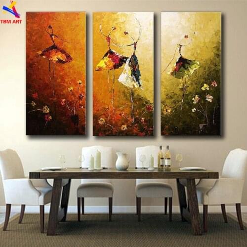 TBM ART Vivid Color Ballet Dancer Picture Wall Art for Living Room Hand-painted Modern Abstract Oil Painting on Canvas JYJ058