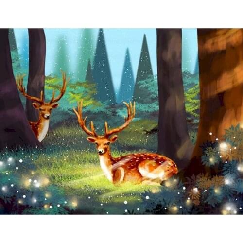 Gatyztory 60x75cm DIY Painting By Numbers Sika Deer Handpainted Oil Painting Canvas Colouring Frame Home Decor