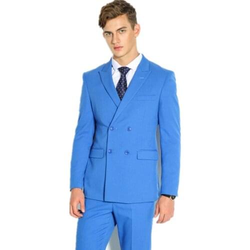 Double-breasted blazer+ trousers mens suits custom mens business casual man pants suits two-piece costume homme luxe