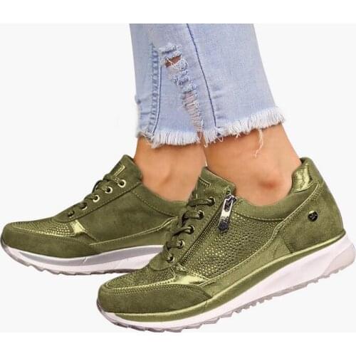 Women Shoes summer Silver Sneakers Zipper Platform Trainers Women Shoes Casual Lace-Up Mesh flat casual shoes Womens Sneakers