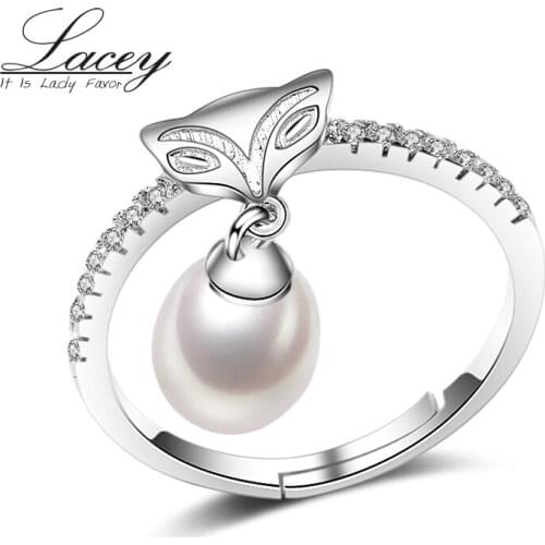 Fashion simple design freshwater pearl fox rings for women,wedding 925 sterling silver pearl rings jewelry,girlfriend best gift