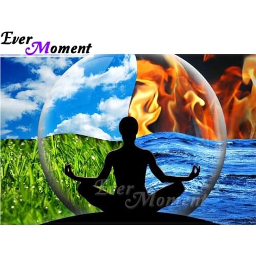 Ever Moment Diamond Painting Meditate Cloud Grass Fire Bubble Full Square Picture Rhinestone Mosaic Diamond Embroidery ASF1936