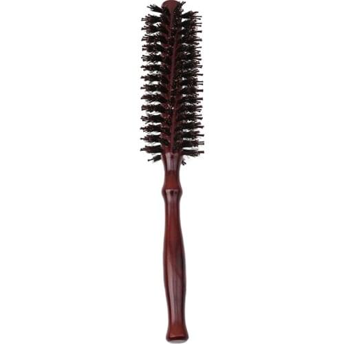 1PC New Round Anti-static Curly Comb Twill With Wood Handle For Hair Styling Curling Portable Bristles Hair Brush Comb
