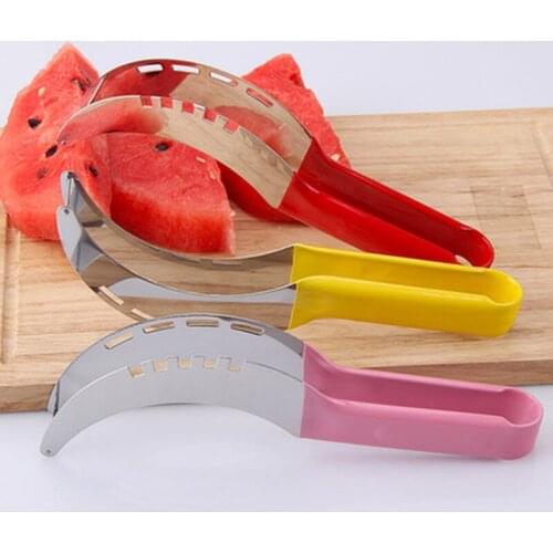 Watermelon slicing knife thickened silica gel handle stainless steel fruit cutting knife cored kitchen gadget