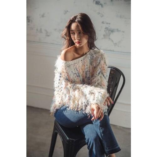 Autumn winter color tassel sweater women Fashion Knitted pullovers female