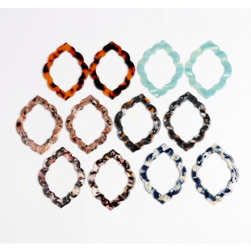 Tortoise Shell Earring Charms,Acetate Acrylic Lage Quatrefoil Shaped Pendant,Earrings Parts,Big Earring Findings,58x45mm,ACE244