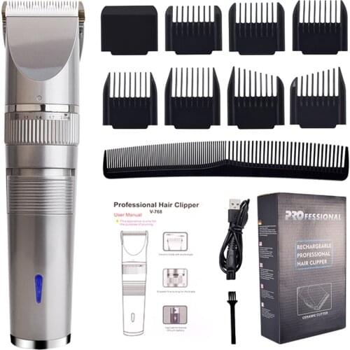 Professional Hair Clipper Rechargeable Beard Trimmer Men Electric Hair Cutting Machine Titanium Ceramic Blade Low Noise Barber