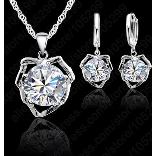 Simple Small Exquisite Hollow Necklace 925 Sterling Silver With AAA Austrian Cubic Zirconia For Fashion Wedding Gift