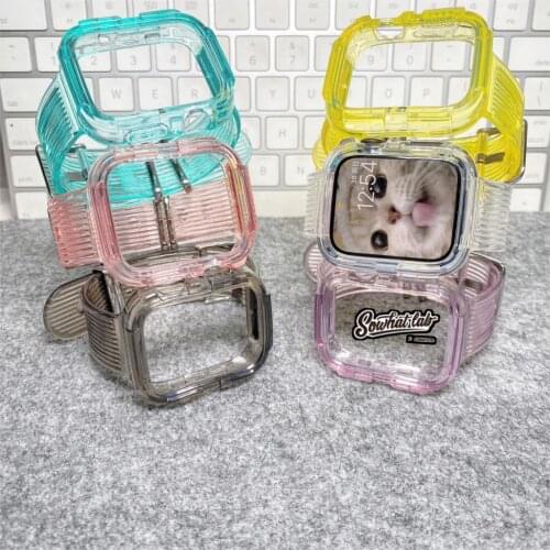 Transparent Strap for Apple Watch Band 42mm 38mm Accessories Soft Silicone case+Bracelet band iWatch series 6 se 5 4 3 44mm 40mm