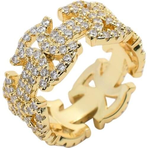 Luxury Jewelry 6 7 8 9 10 11 Inch Hip Hop Geometric Pattern Hollow Rings Cubic Zirconia Loops Party Gift