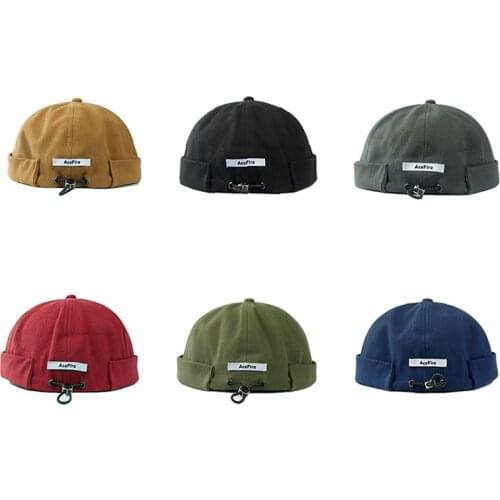 Fashion Hip Hop Cap Men Street Casual Docker Sailor Biker Hat Skullcap Loop Beanie Brimless Cap Women Pumpkin Beanie Gorra Hats