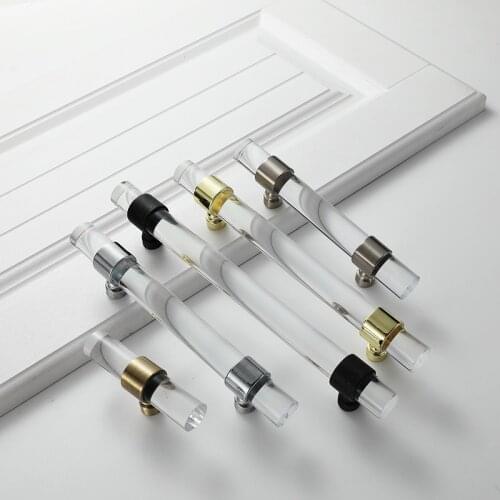 Modern Acrylic Door Pull Knob Drawer Cabinet Cupboard Kitchen Handle Drawer Knobs Hardware Gold Wardrobe Handles Furniture