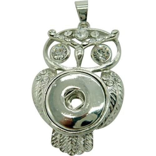 SP18-60 colar pingente metal owl Animal Pendant & necklaces charm chain fit chain necklace 18mm ginger snaps buttons charm