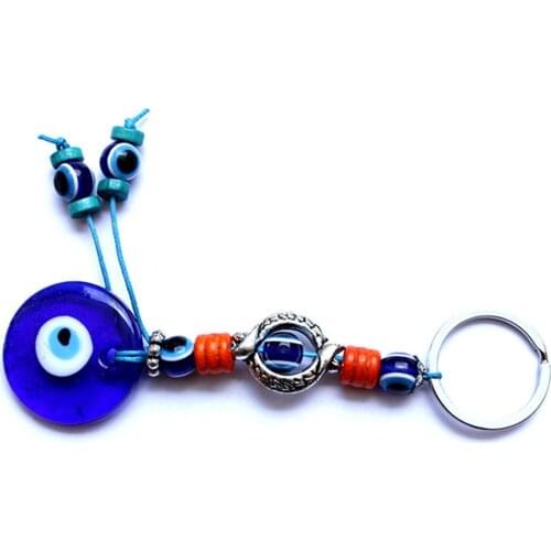 Turkish Blue Eye Keychain Middle Eastern Style Handwoven Gift Alloy Evil Lucky Eyes Wall Car Pendant Home Decorations