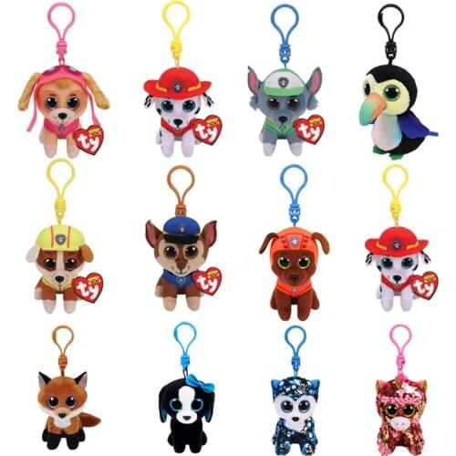 Ty Beanie Boos Keychain Pendant Rocky Marshall Skye Zuma Puppy Big Eyes Soft Plush Backpack Decor Doll Child Birthday Gift