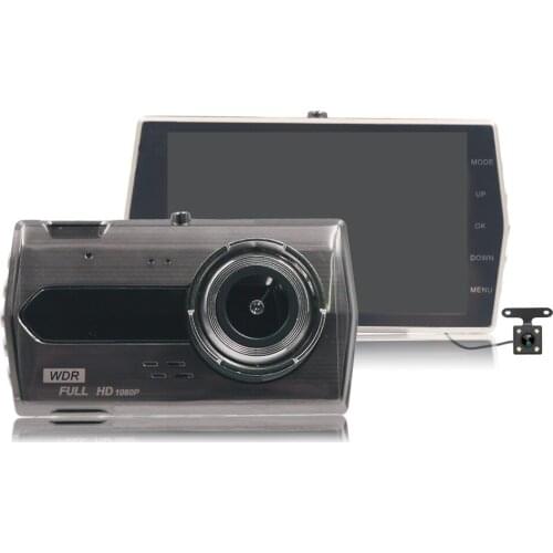 Dash Cam Dual Lens Car DVR Vehicle Camera Full HD 1080P 4" IPS Front Rear Night Vision Video Recorder G-sensor Parking Monitor