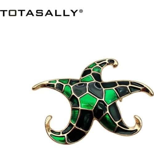 TOTASALLY Fashion Ocean Style Party Brooches Green Enamel Starfhish Costume Pins for Women Gift Jewelry Accessories Bijoux