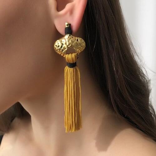 2021 New Trend Bohemian Retro Metal Long Tassel Earrings for Women Fashion Simple Girl Banquet Pendants Earrings Jewelry Gifts