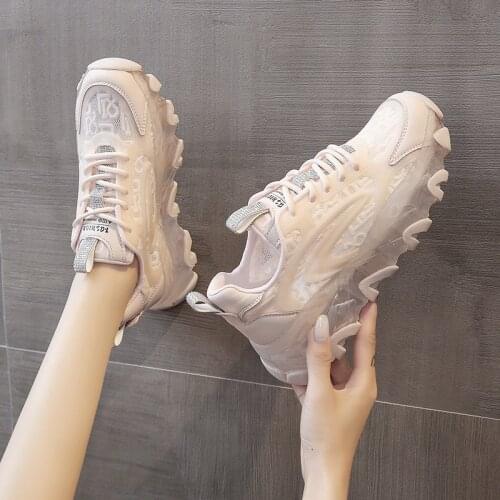 New women shoes in 2021 summer ins tide thin style mesh breathable thick sole Korean style single shoes women