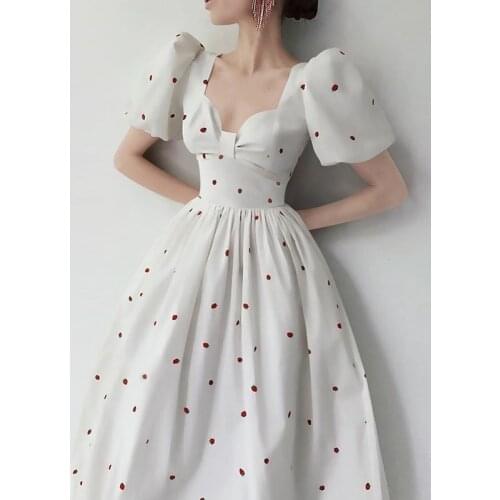 Dress 2020 New Summer Palace Style Bubble Sleeve waist show thin French temperament dress Decor
